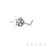 MULTI CZ FLOWER 316L SURGICAL STEEL L-SHAPE NOSE RING